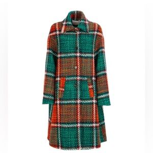 Double J  addition check twisted tweeded multi color wool coat boxy fits size XS